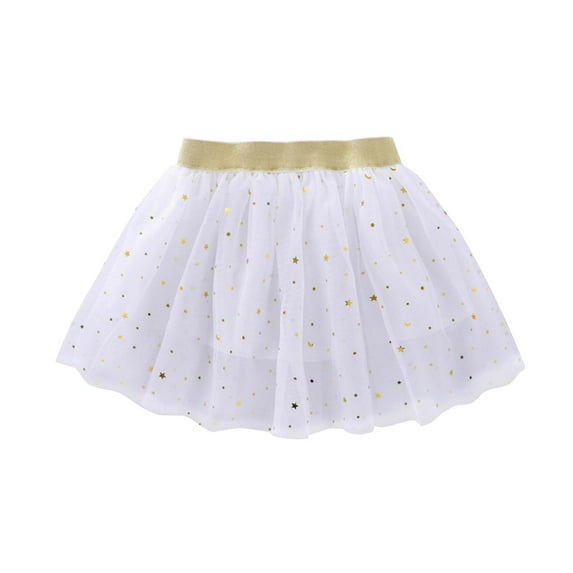 Girls Tutu Skirt Toddler Elastic Waist Sequin Sparkly Puffy Mini Tulle Skirts Princess Party Big Girl's Clothes, White, 9 Years