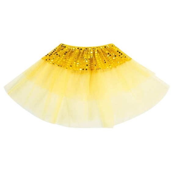 Girls Tutu Skirt Toddler Kids Birthday Party Performance Fashion Gradient Sequin Tutu Skirt Girls Skirts Yellow One Size