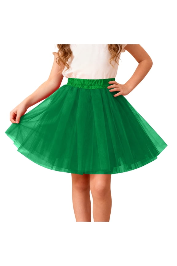 Girls Tutu Skirt with Elastic Waistband – 3-Layer Tulle Dance Skirt for Kids Ages 3–10, Layered Ballet & Party Performance Costume
