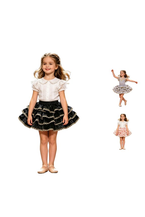 Girls Tutu Skirts Four Layer Ruffle Cake Dance Performance Short Skirt Baby Toddler Party Wear Junior Skirt