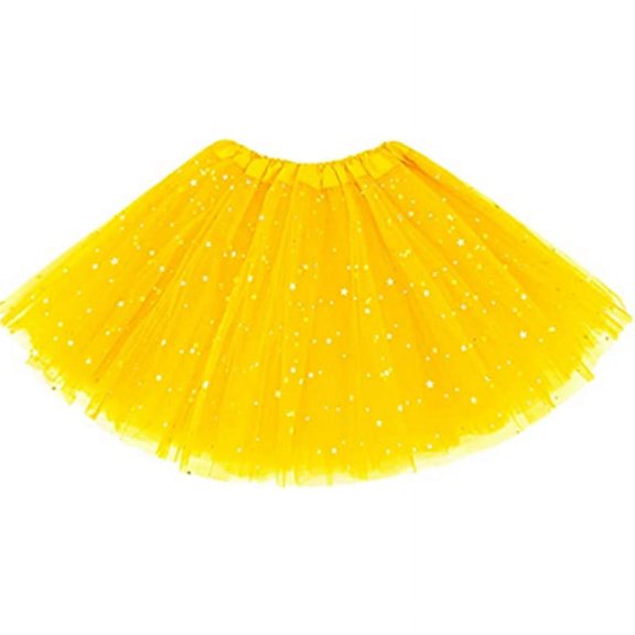 Girls Tutu Skirts Star Sparkle Sequin Princess Dresses 3 Layers Ballet Dance Toddler Baby Tulle Tutu Skirt,Yellow