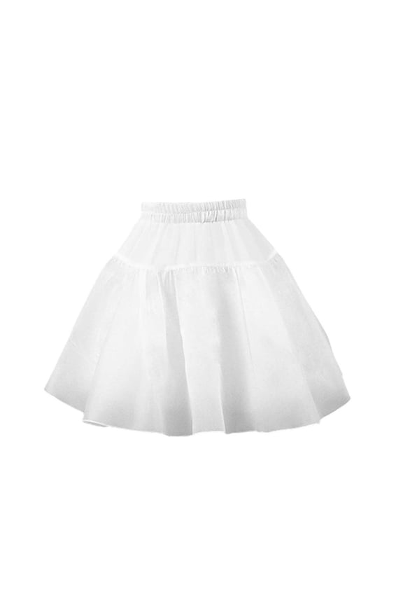 Girls Tutu Underskirt White Puffy Support Design Dress Liner Elastic Apparel For Birthday Party Formal Gown Matching