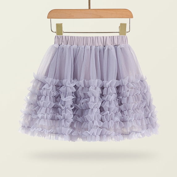 Girls Tutus Skirts Layered Tulles Princess Dresses Cute Bow Mesh Skirts for Birthday Casual Long Uniform Shorts for Girls Purple 120