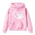 thumbnail image 1 of Girls Tween Sweatshirts 10/12 Heart Print Fleece Lined Hoodies Sweatshirts Long Sleeve Tops with Pocket 1-13T, Pink, 5 Years, 1 of 4