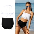 thumbnail image 1 of Girls Two-Piece Bikini Swimsuits Backless Halter Bathing Suits with Chest Pad Bikinis for Kids 5-6 Years, 1 of 5