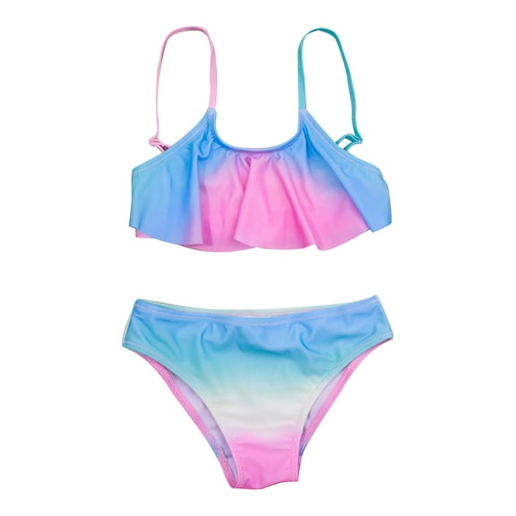 Girls Two Piece Bikini Swimsuits Hawaiian Bathing Suit for Kids Summer Beach Swimwear Set 5-14Year