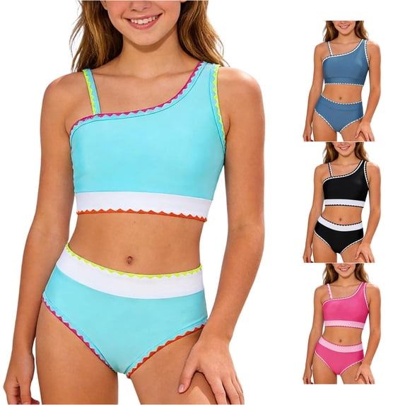 Girls Two Piece Girls Swimwear for Young Girls with and Easy Fit Coastal Style Beachwear for Pools and Summer Girl 12 Bathing Suit 10-11 Years