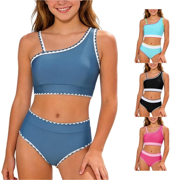 Girls Two Piece Girls Swimwear for Young Girls with and Easy Fit Coastal Style Beachwear for Pools and Summer Girl 12 Bathing Suit 9-10 Years