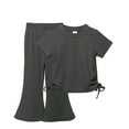 thumbnail image 1 of Girls Two Piece Outfits Sets Summer Size 1-10 Toddlers Kids Casual Solid Short Sleeve Tops and Pants Going-Out Suits Set, 1 of 7