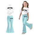 thumbnail image 1 of Girls Two Piece Outfits Short Sleeve Letter Print T-Shirt Top and Flared Pants Sets Girls Summer Clothes Girl Outfits 8-9 Years, 1 of 5