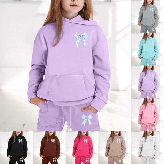 Girls Two Piece Outfits Size 16 Graphic Long Sleeve Sweatshirt Pullover Tops + Joggers Pants Fashion 2 Piece Fall Outfit Kids