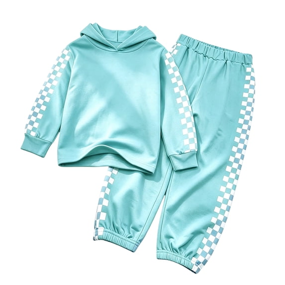 Girls Two Piece Sets 10-12 Lightweight Checkered Plaid Long Sleeve Sweatshirts and Jogger Winter Girls Activewear Sets