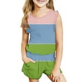 thumbnail image 1 of Girls Two Piece Sets Ruffle Sleeveless Tank Tops and Shorts Going-Out Outfits 3-14 Years Toddlers Teens Casual Color-Block Set Summer, 1 of 8