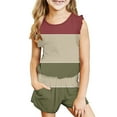 thumbnail image 1 of Girls Two Piece Sets Ruffle Sleeveless Tank Tops and Shorts Going-Out Outfits 3-14 Years Toddlers Teens Casual Color-Block Set Summer, 1 of 8
