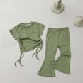 thumbnail image 1 of Girls Two Piece Sets Short Sleeve Tops and Pants Outfits Size 2-8 Toddlers Kids Casual Solid Color Soft Going-Out Loungewear Suits Set, 1 of 3