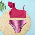 thumbnail image 1 of Girls Two Piece Solid Color Swimsuit For Kids Comfortable Rash Guard Swim Shirt And Shorts UPF 50 Sun, 1 of 4