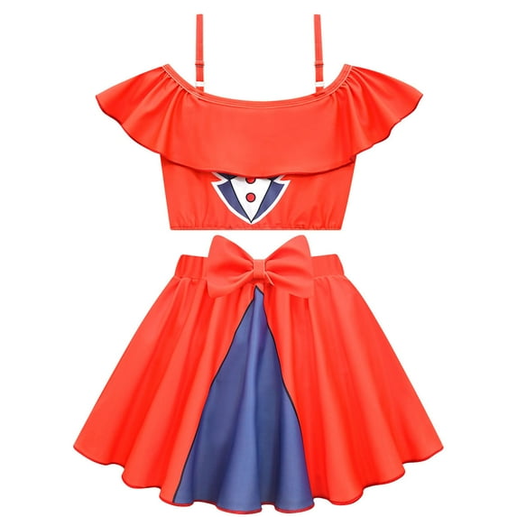 Girls Two-Piece Swimsuit Cartoon Tankini Bathing Suit, Size 3-10Y