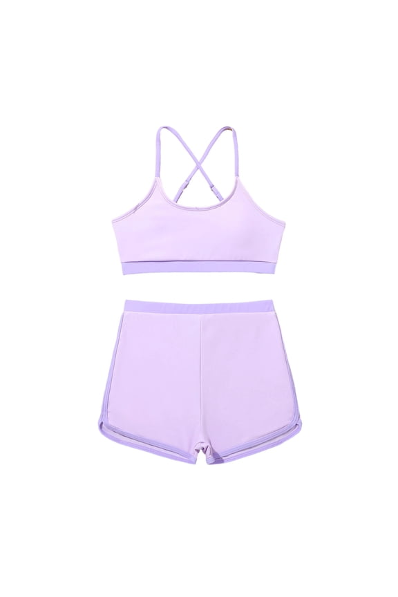 Girls Two Piece Swimsuit Fashion Color Block Adjustable Straps Bathing Suit with Boyshort Summer Swimwears for Girls Size 8-12