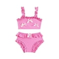 thumbnail image 1 of Girls Two Piece Swimsuit Floral Print Cute Ruffle Bikini Set for Toddler Kids Sun Swimwear, 1 of 5
