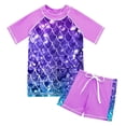 thumbnail image 1 of Lanbubble Girls Rash Guard Swimsuit Set Short Sleeve UPF 50+ 2 Pieces Bathing Suit 4-5 Years, 1 of 10
