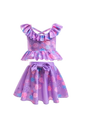 Girls Two Piece Swimsuit Off Shoulder Ruffle Bikini Bathing Suit Princess Swimwear