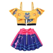 Girls Two Piece Swimsuit Princess Bikini Set Toddle Kids Ruffles Bathing Suit Role Play Pop Singer Costume Swimwear