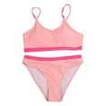 thumbnail image 1 of Girls' Two Piece Swimsuit Set Sport High Waist Cutout Bikini Set Criss-Cross Tankini Solid Color Bathing Suit for Baby Girl, 1 of 6