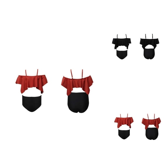 Girls Two-Piece Swimsuit Set with UPF 50+ Sun Rash Guard Top and Swim Shorts, Tiered Ruffled Design, Adjustable Straps, Comfortable Swimwear