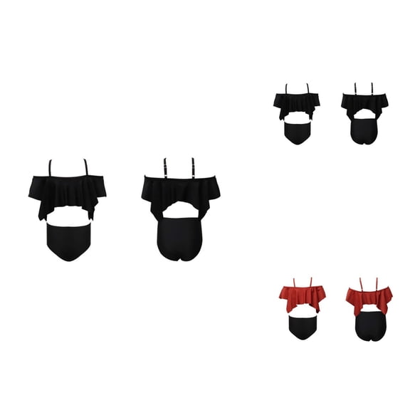 Girls Two-Piece Swimsuit Set with UPF 50+ Sun Rash Guard Top and Swim Shorts, Tiered Ruffled Design, Adjustable Straps, Comfortable Swimwear