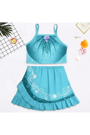 Girls Two Piece Swimsuits Princess Mermaid Jasmine Aurora Tankini Bathing Suits Size 3-8