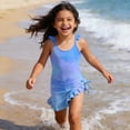 thumbnail image 1 of Girls Two-Piece Swimwear Set for Girls Long Sleeve Rash Guard with Swim Shorts UPF50+ Sun for Beach Pool, 4-5 Years, Blue, 1 of 5