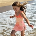 thumbnail image 1 of Girls Two-Piece Swimwear Set for Girls Long Sleeve Rash Guard with Swim Shorts UPF50+ Sun for Beach Pool, 4-5 Years, Orange, 1 of 5