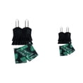 thumbnail image 1 of Girls' Two-Piece Tropical Swimsuit Set with Ruffled Neck Tankini Top and Drawstring Shorts, Ruched Bathing Suit for Big Kids 9-16T, 1 of 7