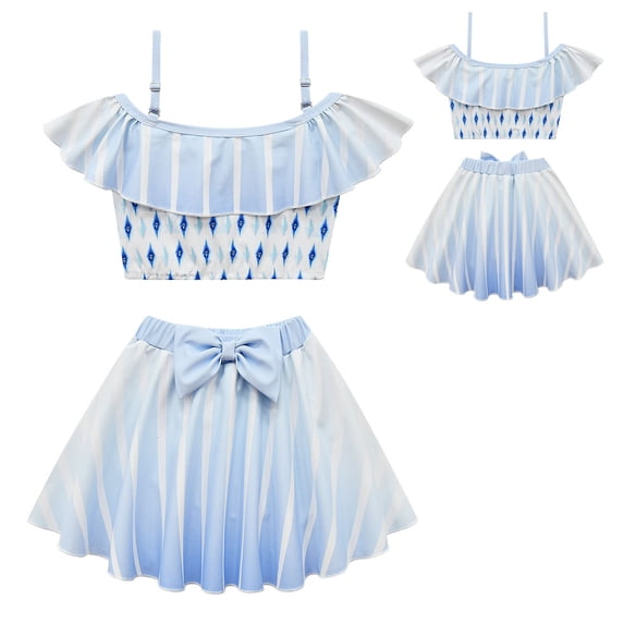 Girls Two-Pieces Princess Swimsuit Female Snow/Jasmine/Merida//Elsa Swimwear for Little Girls 3-9