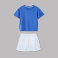 thumbnail image 1 of Girls Two Pieces Sets Cotton Back-to-School Comfy Cute Skirt Short Sleeve T-shirts Cheerleading Performance Set Blue 1-12 Years, 1 of 8
