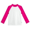 thumbnail image 1 of Girls UPF 50+ Color Block Long Sleeve Rashguard | White with Hot Pink, 1 of 3