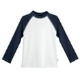thumbnail image 1 of Girls UPF 50+ Color Block Long Sleeve Rashguard | White with Navy, 1 of 3