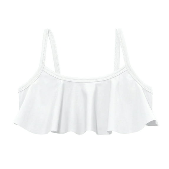 Girls UPF 50+ Flounce Bikini Top | White