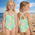 thumbnail image 1 of Girls Piece Rash Guard Swimsuit for Girls Long Sleeve UPF 50+ with Skirt Ideal for Outdoor Spring Summer Swimming, 13-14 Years, Mint Green, 1 of 4