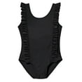 thumbnail image 1 of Girls UPF 50+ One-Piece Ruffle Front Swimsuit | Black, 1 of 6