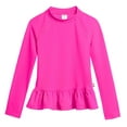thumbnail image 1 of Girls UPF 50+ Peplum Long Sleeve Rashguard | Hot Pink, 1 of 4