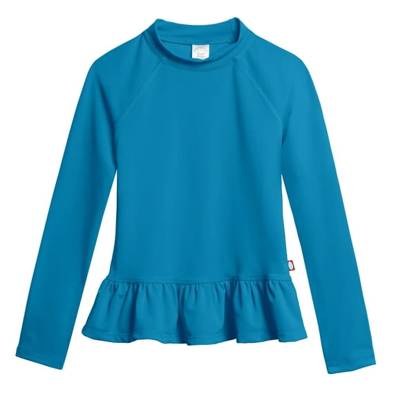 Girls UPF 50+ Peplum Long Sleeve Rashguard | Teal
