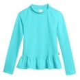 thumbnail image 1 of Girls UPF 50+ Peplum Long Sleeve Rashguard | Turquoise, 1 of 4