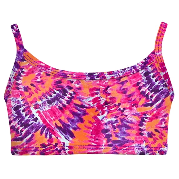 Girls UPF 50+ Printed Bikini Swim Top | Fiery Tie Dye