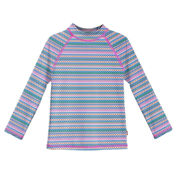 Girls UPF 50+ Printed Long Sleeve Rashguard | Fiesta Print