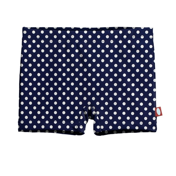 Girls UPF 50+ Printed Swim Boy Shorts | Navy w- White Polka Dot