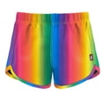 thumbnail image 1 of Girls UPF 50+ Recycled Poly Printed Swim Trunks | Rainbows, 1 of 5