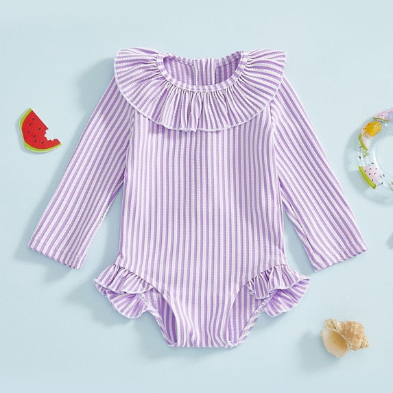 Girls Sun Protective Swimwear Long Sleeve Rash Guard UPF 50 Bathing Suit for Toddler and Kids