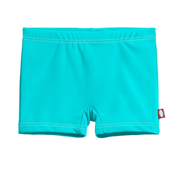 Girls UPF 50+ Swim Boy Shorts | Turquoise w- White Stitch