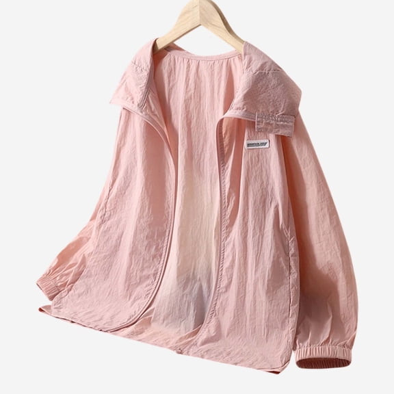 Girls UPF50  Sun Hooded Windbreaker Jacket Lightweight Outdoor Casual Wear for Kids